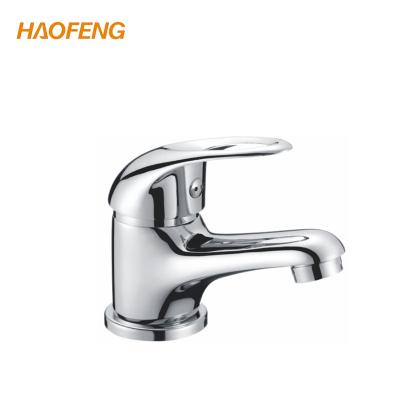 China Faucets Classic Metered Basin Faucet Small Deck-Mounted Single Handle Basin Mixer Cold And Hot Water Brass Single Handle Bathroom Faucets for sale