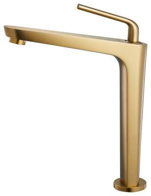 China Faucets Factory Supply 25mm Top-Sealed Metered Lavatory Faucet, Tall Mixer Tap PVD Matt Brass Gold Basin Electroplating Finish for sale