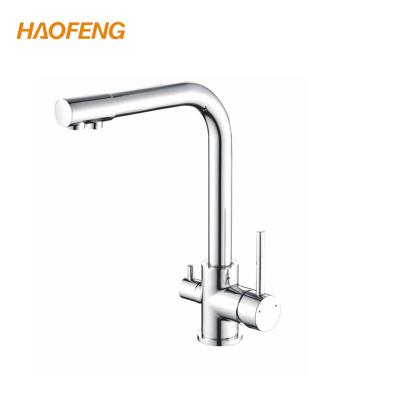 China Modern New Design Brass Kitchen Faucet With Double Handle Chrome Dual Function Pull Out Deck Mounted Hot And Cold Water Mixer Taps for sale