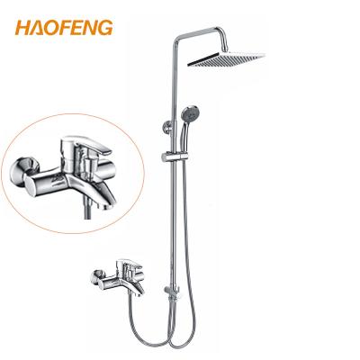 China With Hot Sale Wall Mounted Single Handle Bathroom Rainfall Slide Bar Brass Body Chrome Finished Shower Head Shower Set for sale