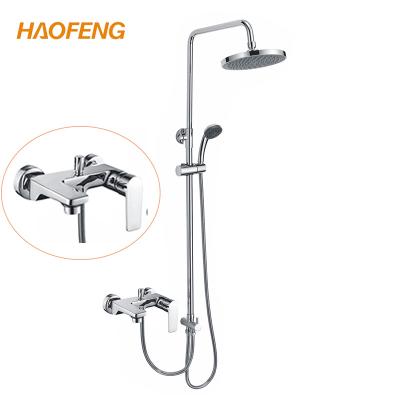 China With Hot Sale Wall Mounted Single Handle Bathroom Rainfall Slide Bar Brass Body Chrome Finished Shower Head Shower Set for sale