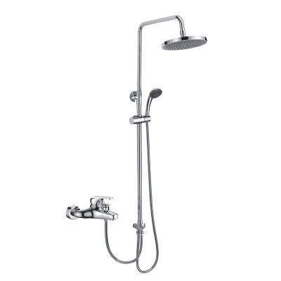 China With Hot Selling Sliding Bar Rainfall Wall Mounted Single Handle Bathroom Chrome Brass Body Show Finished Set for sale