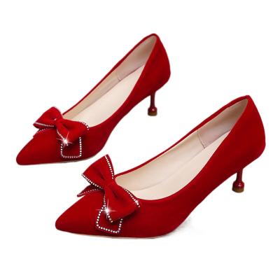 China Durable Wholesale Custom Banquet Shoes Red High Heels Low Heels Women's Shoes for sale