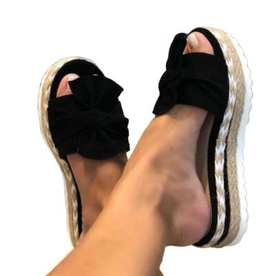 China Fashion Trend 2022 Summer Fashion Sandals Shoes Women Bow Indoor Outdoor Female Soft Girl Nude Beach Slippers for sale