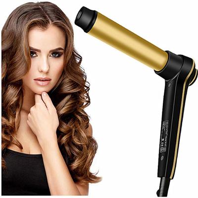 China New Arrival Rotating Hair Curler L Shape Fast LCD Screen PTC Heat Tourmaline Barrels Ceramic Hair Curler Curling Iron for sale