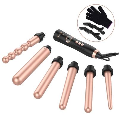 China New Heat Adjustable Settings Hair Tools 5 In 1 Curling Iron Wand Clips Set With 5 Interchangeable Ceramic Hair Curler Barrels For All Hair Types for sale