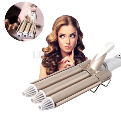 China Ready Running Hair Curler Roller Styler Three Barrels Curling Wand Hair Curler Wave Professional Durable Styling Curling Tool for sale