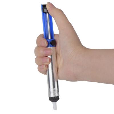 China Blue Solder Tin Sucker Soldering Iron Pump Desoldering Tool Aluminum Durable Removal Device Tin Sucking BOSTEK for sale