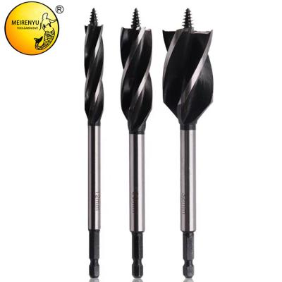 China Drilling Holes MRY Four-Flute Auger Drill Bits Wood Working Tools Hex Leg Hole Opener for sale