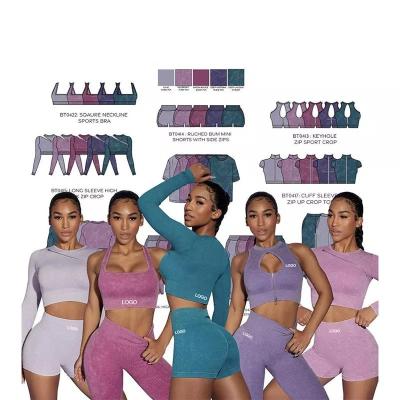 China QUICK DRY Fitness Suit Active Wear Seamless Amazon Hot Sale Bra Shorts Trousers Long Sleeve 5pcs Sports Workout Clothes Luxury Yoga Set for sale