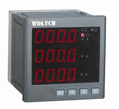 China PC Shell 96*96mm Combo LED Display 3 Digital Current / Voltage Expanded Phase Meter for sale