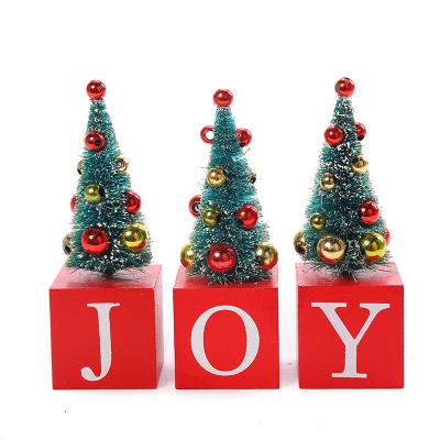 China Wooden material and microfiber Nantong Ada New Christmas Ornaments with letter and 3 pcs set small wooden Christmas tree ornaments for sale