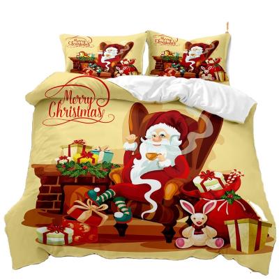 China Anti Dust Mite Christmas Kids 3D Printing Twin Size Sheet Bedding Set 100% Cotton Girls and Boys Cartoon for sale