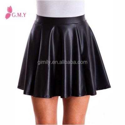 China Hot Selling Faux Black Short Mature Plus Size Women Tennis Leather Skirts for sale