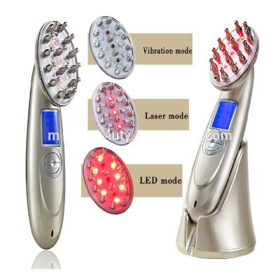 China 2021 private label hair treatment laser hair growth comb red LED hair straighten non stiffen scalp massage comb MD-LC2 for sale