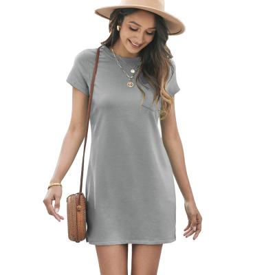 China Anti-Static sukienka 2022 OEM/ODM summer vocation short sleeve o-neck t-shirt dress classic casual midi women dress for sale