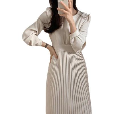 China 2022 New Design OEM/ODM jurk 2022 Anti-static Warm Crewneck Summer Long Sleeve Women Dress Tube Pleated Casual Dress For Women for sale