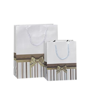 China New Recyclable Bow Gift Bag Bronzing Handbag Clothing Shopping Paper Bag Printing Logo Custom Paper Bag for sale