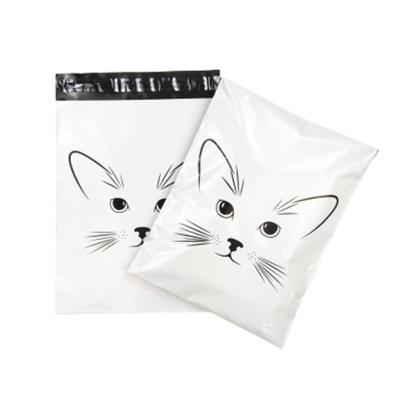 China 10*13 white self sealing poly eco bag package cartoon cat ad bags ptetty strong ad adhesive for sale