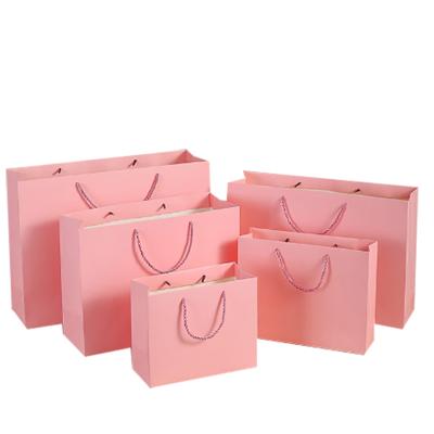 China Cute Pink Recyclable Mini Gift Bag Kraft Paper Gift Bag for Birthday Weddings Christmas Holidays Graduation Baby Showers Shopping Bags for sale