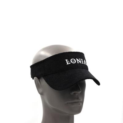 China Custom Terry Character Black Transparent Hat Towel Open Top Sun Visor for sale