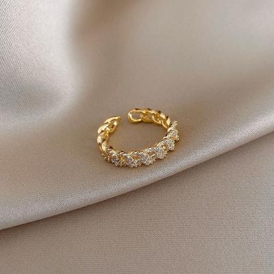 China Cincin Women's Open Diamond Diamond Open Ring Wedding Bands Jewelry New Gold Luxury Fashion Ring Goods for sale