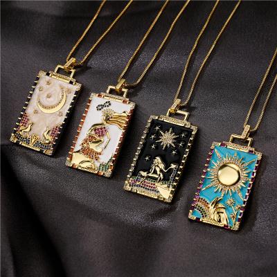 China Copper Micro Pendant Set High Quality Oil Painting Personality Tribal Drip Oil Necklace Jewelry Men's Women's Gold Plated Necklace for sale