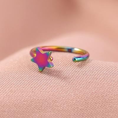 China Romantic Non Pierced Nose Rings Wholesale Stainless Steel Color Star To Sniff Rings For Women Jewelry for sale