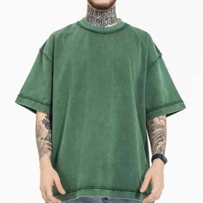 China Sustainable High quality 100% cotton washed vintage toweling terry towel men's shirt oversized drop shoulder printed t-shirt for sale