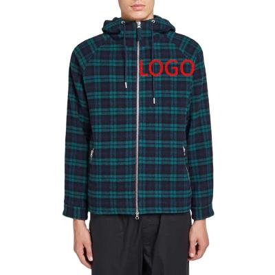 China Anti-wrinkle OEM ODM hoodie for men Custom color size LOGO 100% cotton men's hoodies sweatshirts  men embroidery Green Plaid Shirt hoodies for sale