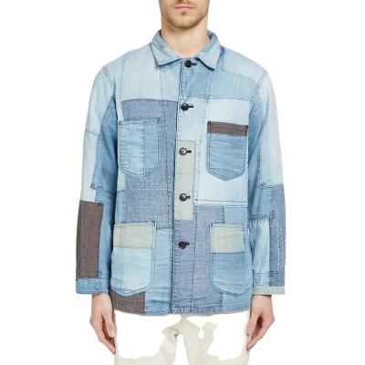 China QUICK DRY casual denim jacket men high street casual loose cardigan Fashion color matching denim for sale