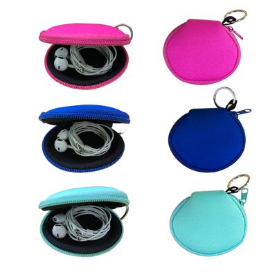 China Custom 2020 Newly Release Earphone Earbuds Holder Neoprene Pocket Plain Color for sale