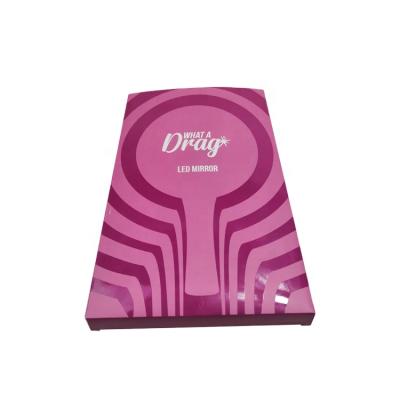 China Custom Recycled Materials Logo Pink Folding Box LED Mirror Packaging UV Printed Cosmetics Packaging Box Coated Paper Gift Box for sale