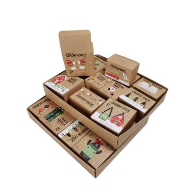 China Wholesale Luxury Recyclable Christmas Coffee Tea Kraft Paper Packaging Boxes Custom Logo Small Teabag Gift Cardboard Tea Packaging Boxes for sale