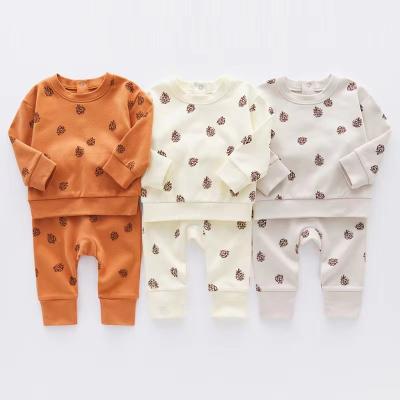 China Autumn And Winter New Children's Cotton Round Neck Warm Suit 100% Sleeve Pants Comfortable Long 2 Sets High Quality Children's Wear for sale