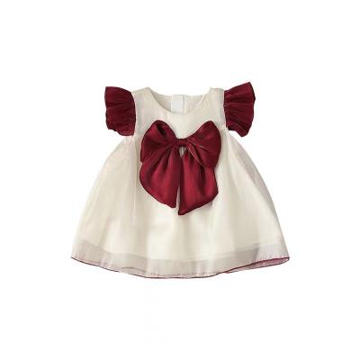 China Viable summer 2022 new girls' dress fashion big bow children's dress with flying sleeves for sale