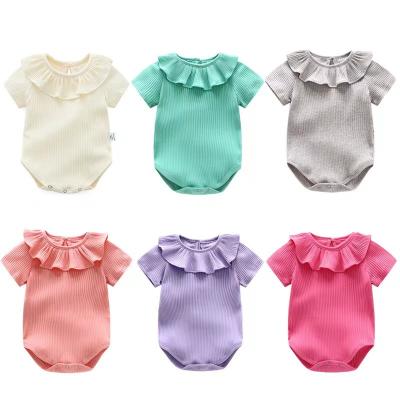 China Summer Girls Cotton Suit Triangle Hayi Bag Short Sleeve One-Piece Crawling Pet Clothes Class A for sale