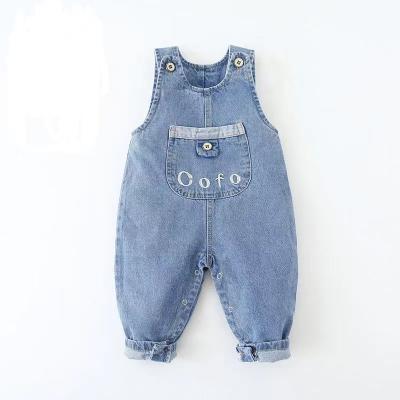 China 75% Cotton Baby Jeans Overall, Sleeveless One Piece Pants, Baby Fashion Climbing Suit, Baby Pants, Spring, Autumn And Winter Versatile for sale