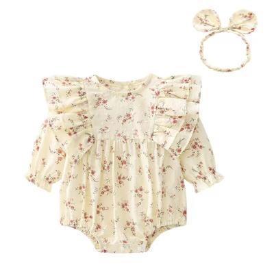 China 2022 New Autumn Floral Baby Overalls Full Moon Breathable Eco-friendly Long Sleeve Baby Clothes Set for sale