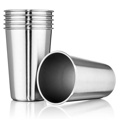 China Unbreakable Healthy Water Tumbler Shtterproof Stainless Steel Beer Mug Metal Cup Disposable Stackable Pint Cup Drinking Glasses for sale