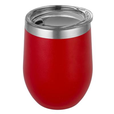 China Food Grade Stainless Steel 18/8 Sustainable Logo Colors 12oz Customized Wine Glasses Insulated Reusable Wine Tumbler Egg Cup With Bpa Free Lid for sale