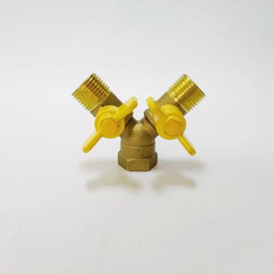 China General Dual Handle Mini Brass Gas Ball Valve (Male) Hose Connection Butterfly for sale