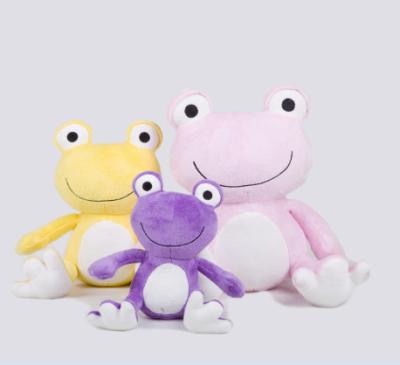 China Stuffed& cute plush toy plush stuffed fashion plush frog toy in purple yellow pink for sale