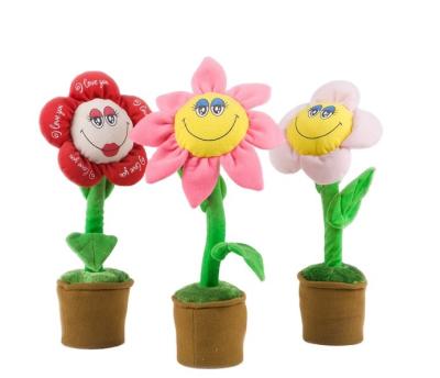 China Stuffed Valentine's Day Dancing and Plush Potted Singing Flower Funny Toy for sale