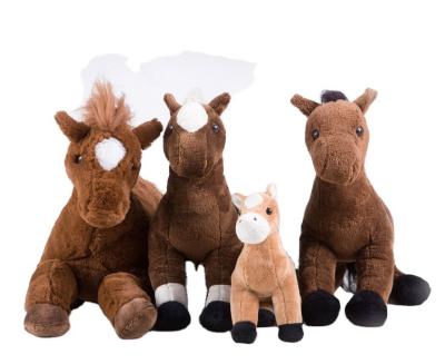 China Velboa soft plush stuffed brown horse toy with mane and tail hair for sale