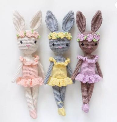 China New Handmade Plush Crochet Knitting Knitted Wool Doll Plush Toy Baby Sleep Rabbit Animal Stuffed Gift for sale