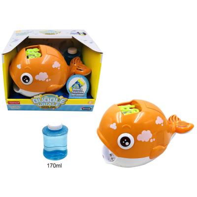 China Plastic Orange Whale Bubble Machine With 17mll Of Bubble Water for sale