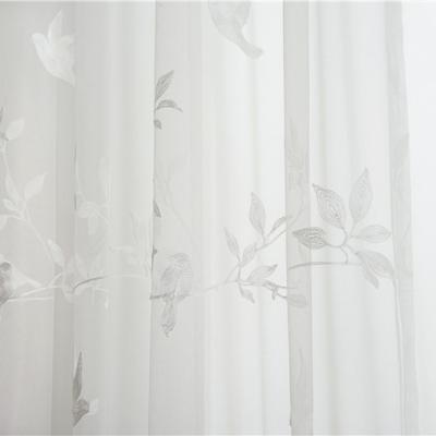 China White Fashion European Style Embroidery Window Gauze Encryption Embroidered Voile Bedroom Living Room Sheer Curtains Fabric for sale