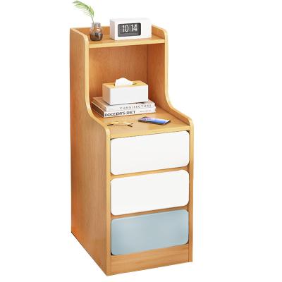 China High Quality Cheap Sale Nightstand Bedside Expandable Top Rack Bedside Cabinet With Wooden KD Drawers Knock Down OEM Logo Wooden Style Packing for sale