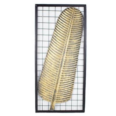 China 47*22cm Iron Metal Gold Banana Leaf Home Office Hotel Living Modern Wall Hanging Art Decoration for sale